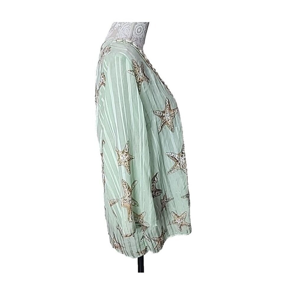 Soft Surroundings Stella Marina Tunic Top Green Beach Shell Women's Large - Picture 4 of 9